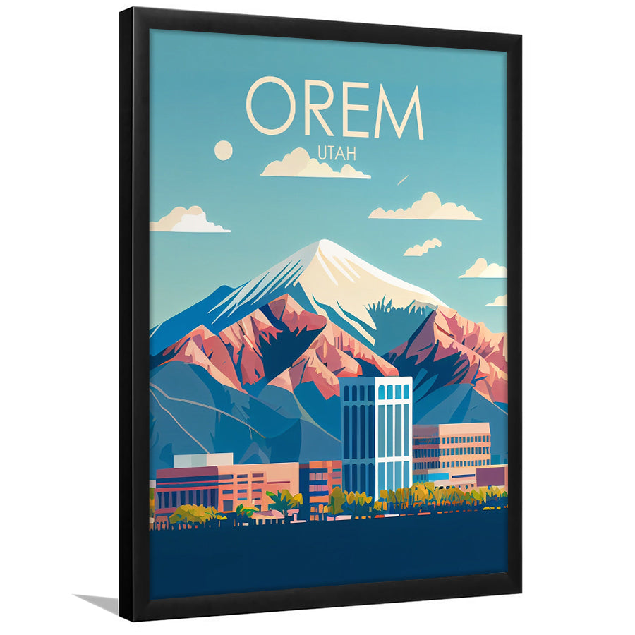 Orem Utah Retro Art Print, Orem City Wall Art, Framed Art Print, Picture Framed, Painting Art