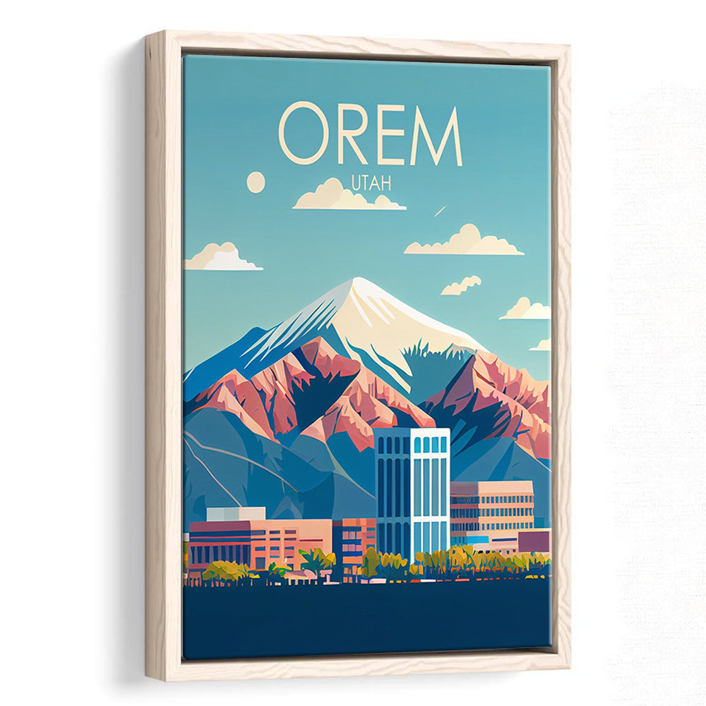 Orem Utah Retro Art Print, Orem City Wall Art, Floating Framed Canvas Print, Framed Picture, Painting Canvas