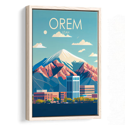 Orem Utah Retro Art Print, Orem City Wall Art, Floating Framed Canvas Print, Framed Picture, Painting Canvas