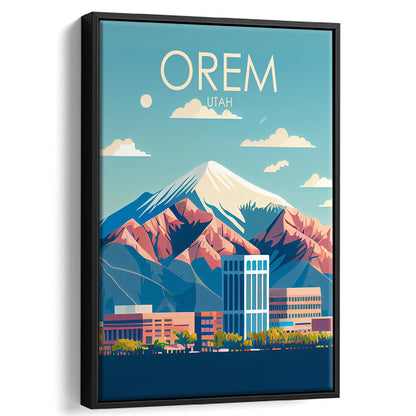 Orem Utah Retro Art Print, Orem City Wall Art, Floating Framed Canvas Print, Framed Picture, Painting Canvas