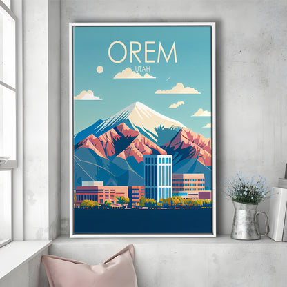 Orem Utah Retro Art Print, Orem City Wall Art, Floating Framed Canvas Print, Framed Picture, Painting Canvas