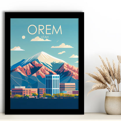 Orem Utah Retro Art Print, Orem City Wall Art, Framed Art Print, Picture Framed, Painting Art