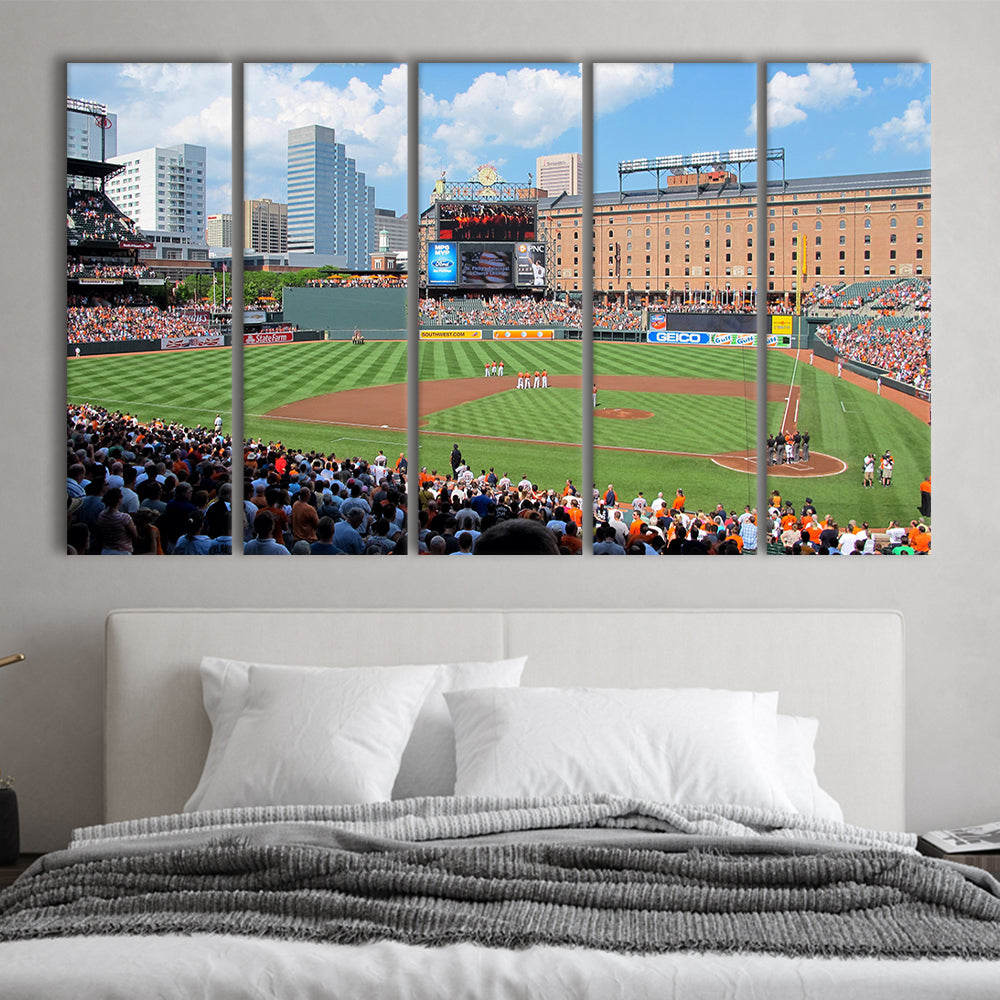 Oriole Park, Stadium Canvas, Sport Art, 5 Panel B, Extra Large Canvas, Canvas Print Wall Art