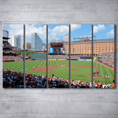 Oriole Park, Stadium Canvas, Sport Art, 5 Panel B, Extra Large Canvas, Canvas Print Wall Art