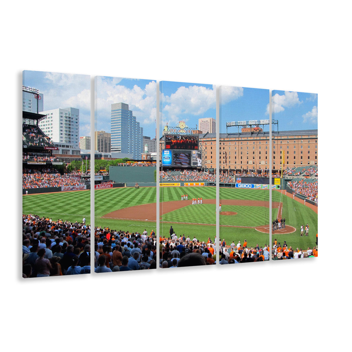 Oriole Park, Stadium Canvas, Sport Art, 5 Panel B, Extra Large Canvas, Canvas Print Wall Art