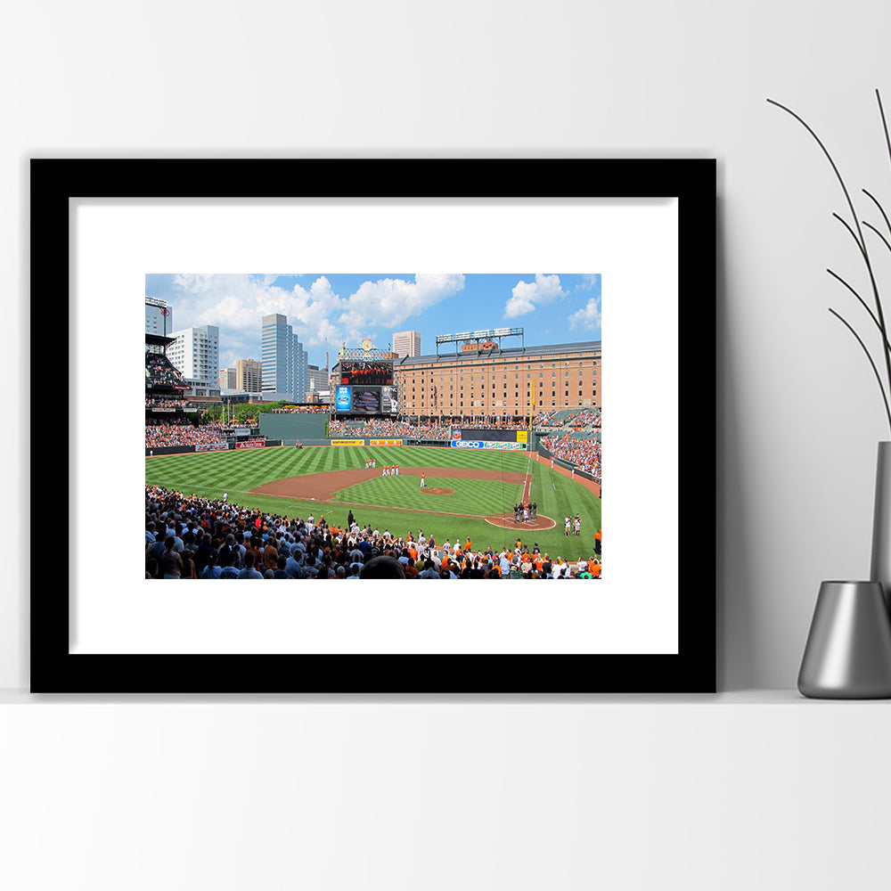 Oriole Park, Stadium Canvas, Sport Art, Gift for him, White Border Framed Art Print Wall Decor