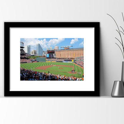 Oriole Park, Stadium Canvas, Sport Art, Gift for him, White Border Framed Art Print Wall Decor