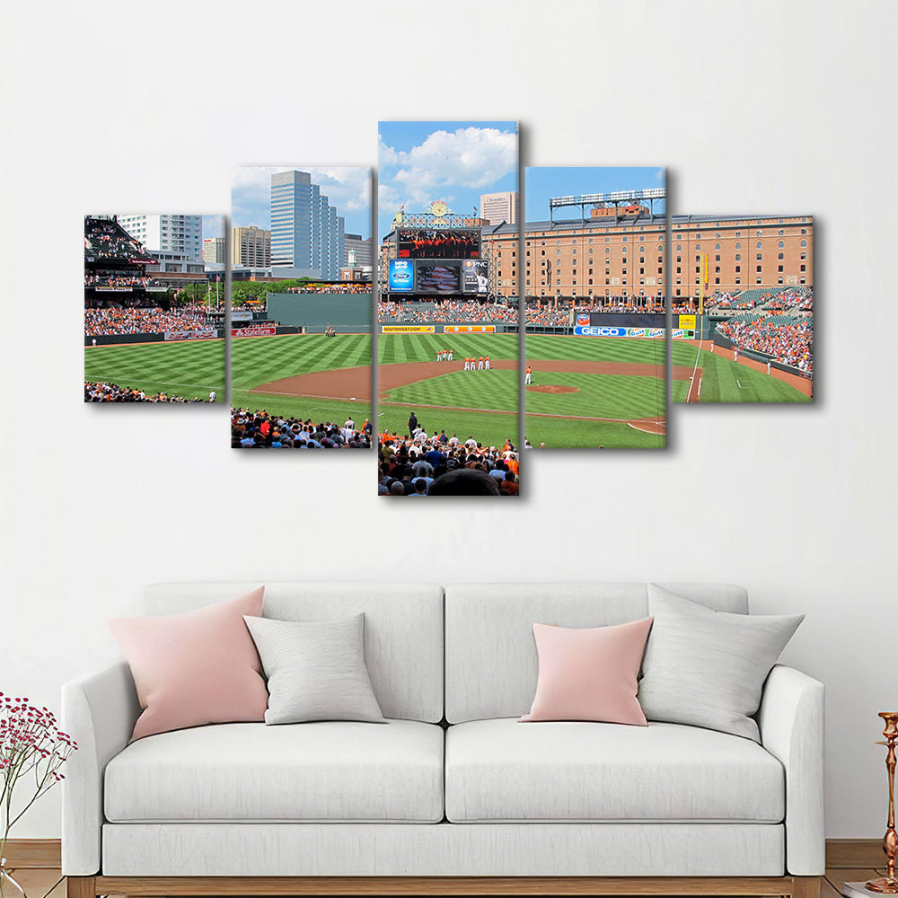 Oriole Park, Stadium Canvas, Sport Art, Gift for him, 5 Panel, Large Canvas, Canvas Print Wall Art