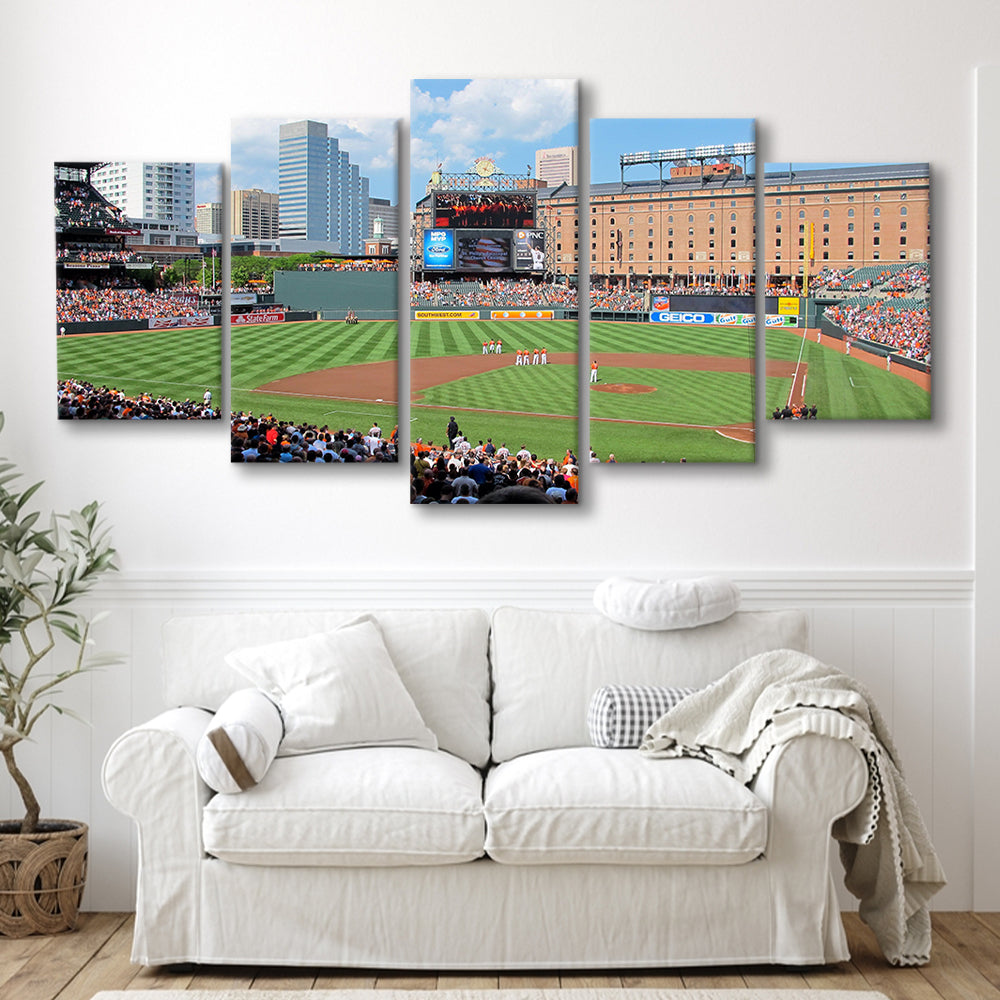 Oriole Park, Stadium Canvas, Sport Art, Gift for him, 5 Panel, Large Canvas, Canvas Print Wall Art