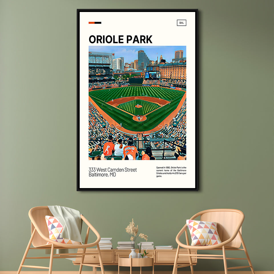 Oriole Park at Camden Yards Print, Stadium Canvas Art, Man Cave Gift, Floating Framed Canvas Print Wall Art