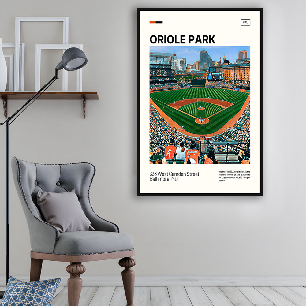 Oriole Park at Camden Yards Print, Stadium Canvas Art, Man Cave Gift, Floating Framed Canvas Print Wall Art