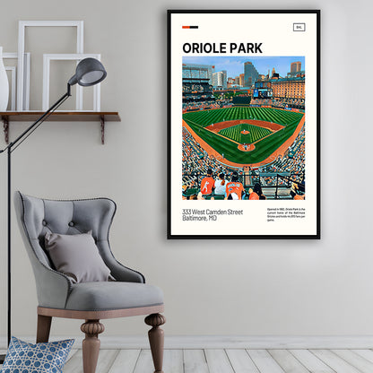 Oriole Park at Camden Yards Print, Stadium Canvas Art, Man Cave Gift, Floating Framed Canvas Print Wall Art