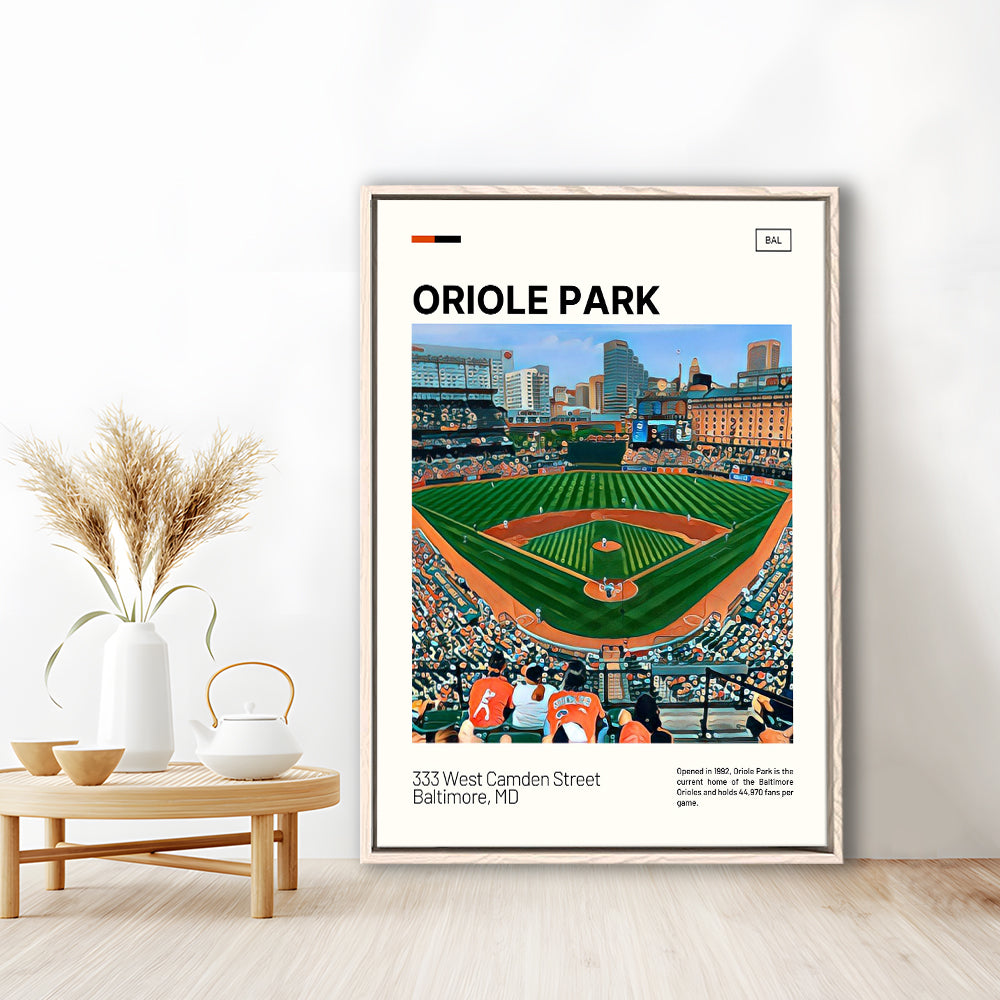 Oriole Park at Camden Yards Print, Stadium Canvas Art, Man Cave Gift, Floating Framed Canvas Print Wall Art