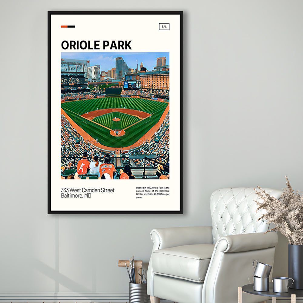 Oriole Park at Camden Yards Print, Stadium Canvas Art, Man Cave Gift, Floating Framed Canvas Print Wall Art