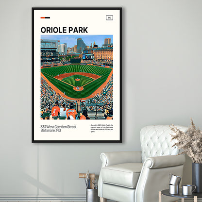 Oriole Park at Camden Yards Print, Stadium Canvas Art, Man Cave Gift, Floating Framed Canvas Print Wall Art