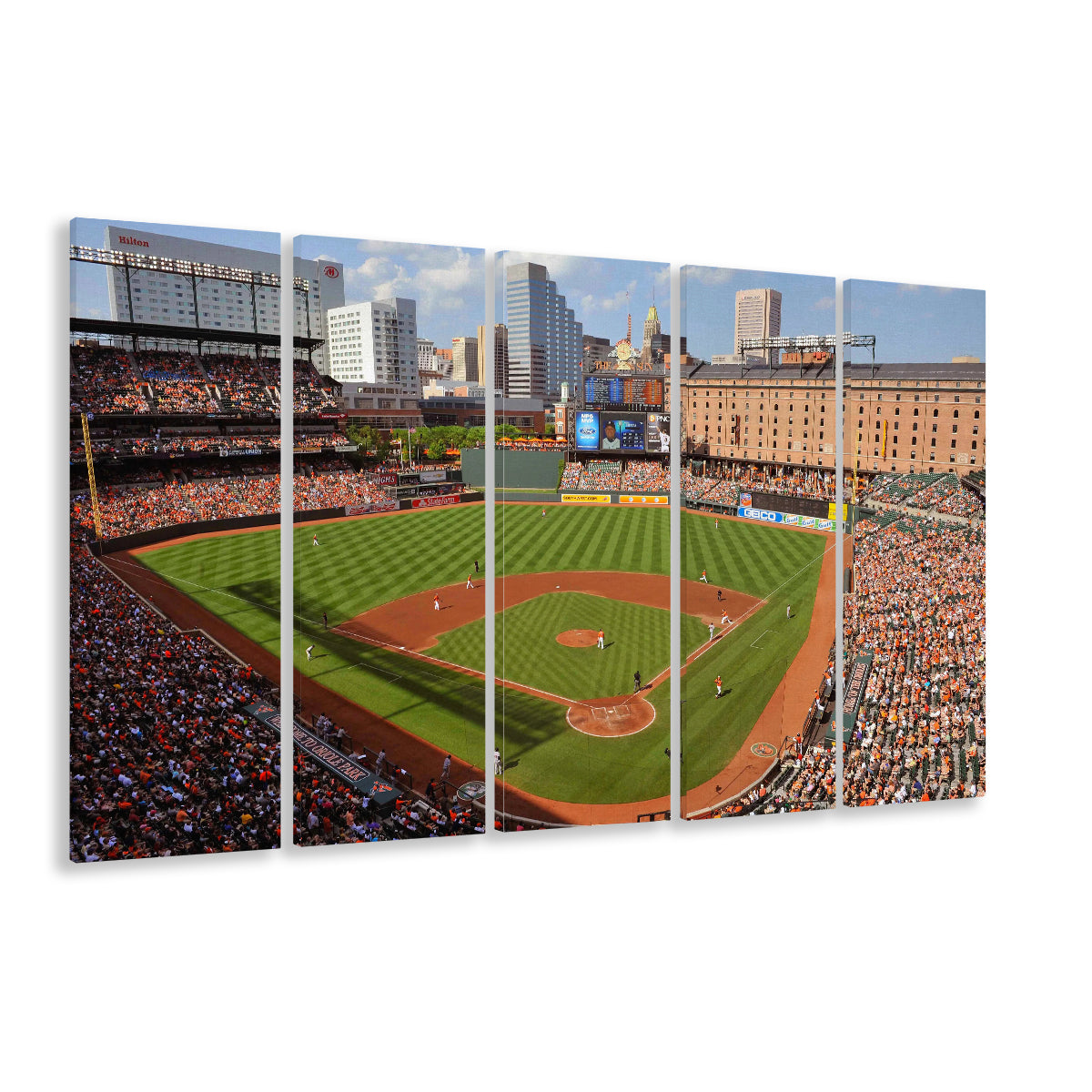 Oriole Park at Camden Yards, Stadium Canvas, Sport Art, 5 Panel B, Extra Large Canvas, Canvas Print Wall Art