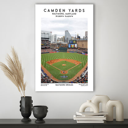 Oriole Park At Camden Yards, Baltimore Orioles Baseball Stadium Wall Art Print, Canvas Prints Wall Art, Man Cave Decor