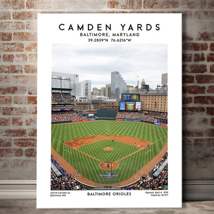 Oriole Park At Camden Yards, Baltimore Orioles Baseball Stadium Wall Art Print, Canvas Prints Wall Art, Man Cave Decor