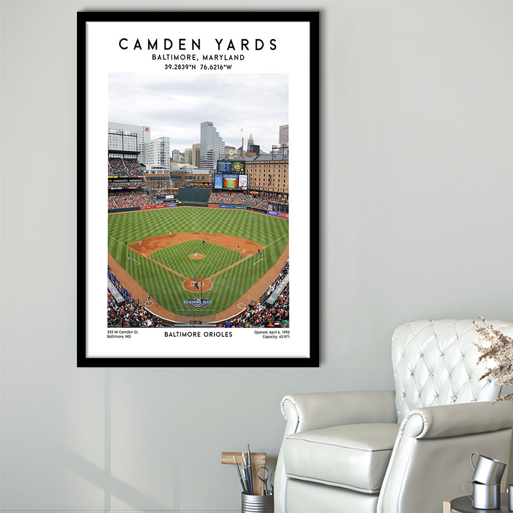 Oriole Park At Camden Yards, Baltimore Orioles Baseball Stadium Wall Art Print, Framed Art Prints Wall Decor