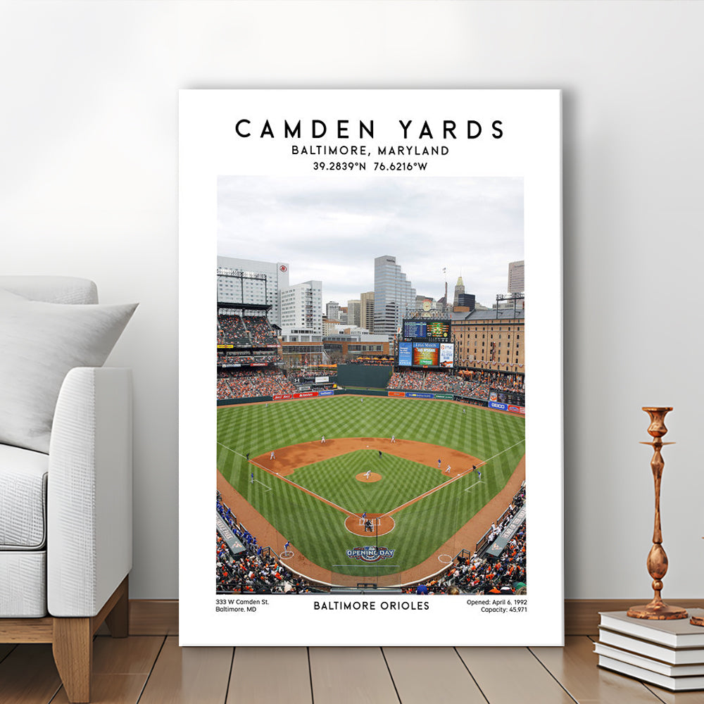Oriole Park At Camden Yards, Baltimore Orioles Baseball Stadium Wall Art Print, Canvas Prints Wall Art, Man Cave Decor