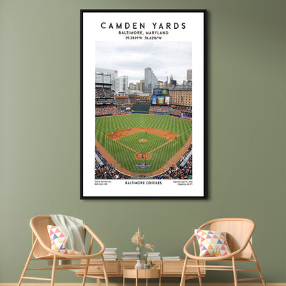 Oriole Park At Camden Yards, Baltimore Orioles Baseball Stadium Wall Art Print, Framed Canvas Prints Wall Art