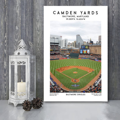 Oriole Park At Camden Yards, Baltimore Orioles Baseball Stadium Wall Art Print, Canvas Prints Wall Art, Man Cave Decor