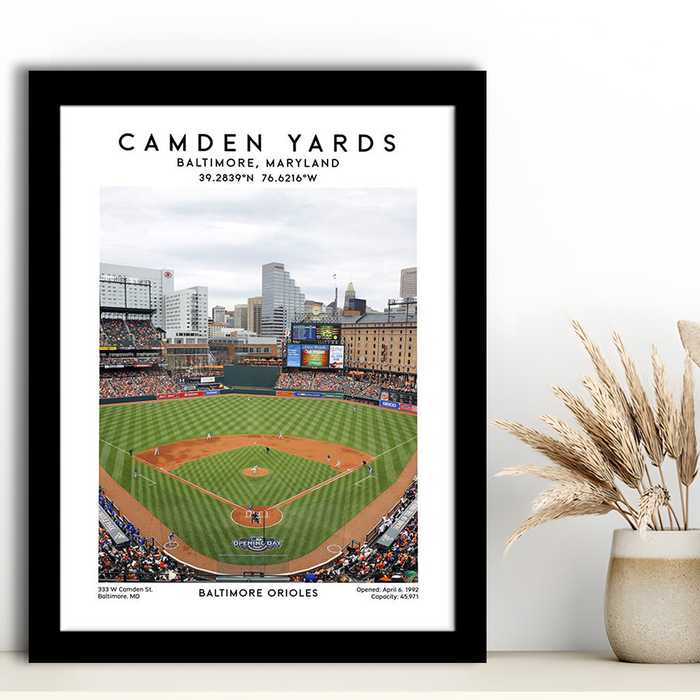 Oriole Park At Camden Yards, Baltimore Orioles Baseball Stadium Wall Art Print, Framed Art Prints Wall Decor