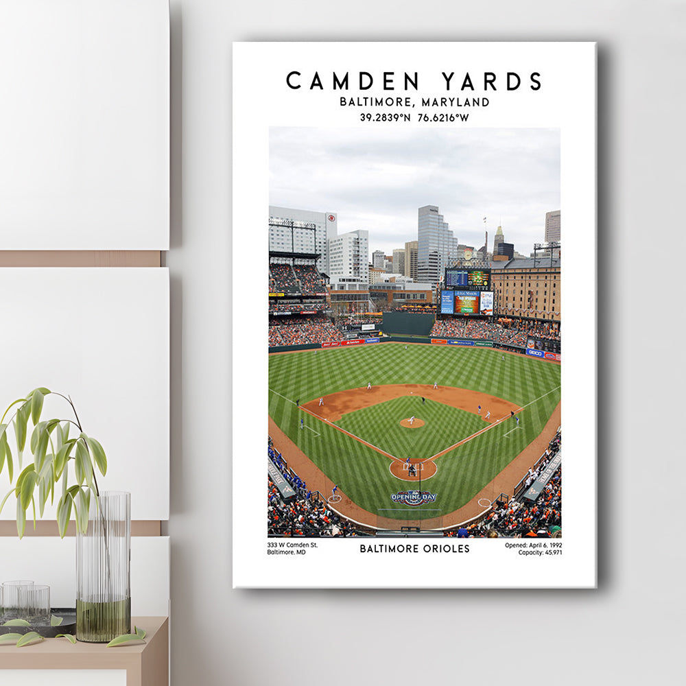 Oriole Park At Camden Yards, Baltimore Orioles Baseball Stadium Wall Art Print, Canvas Prints Wall Art, Man Cave Decor
