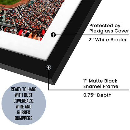 Oriole Park in Baltimore, Stadium Canvas, Sport Art, Gift for him, White Border Framed Art Print Wall Decor