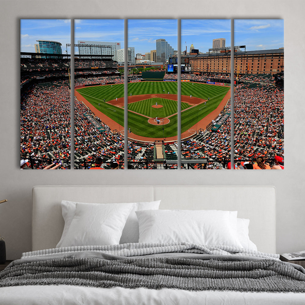Oriole Park in Baltimore, Stadium Canvas, Sport Art, 5 Panel B, Extra Large Canvas, Canvas Print Wall Art