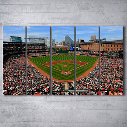 Oriole Park in Baltimore, Stadium Canvas, Sport Art, 5 Panel B, Extra Large Canvas, Canvas Print Wall Art