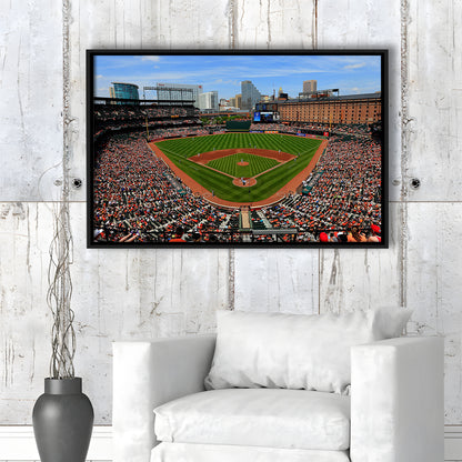 Oriole Park in Baltimore, Stadium Canvas, Sport Art, Framed Canvas Print Wall Art, Floating Frame