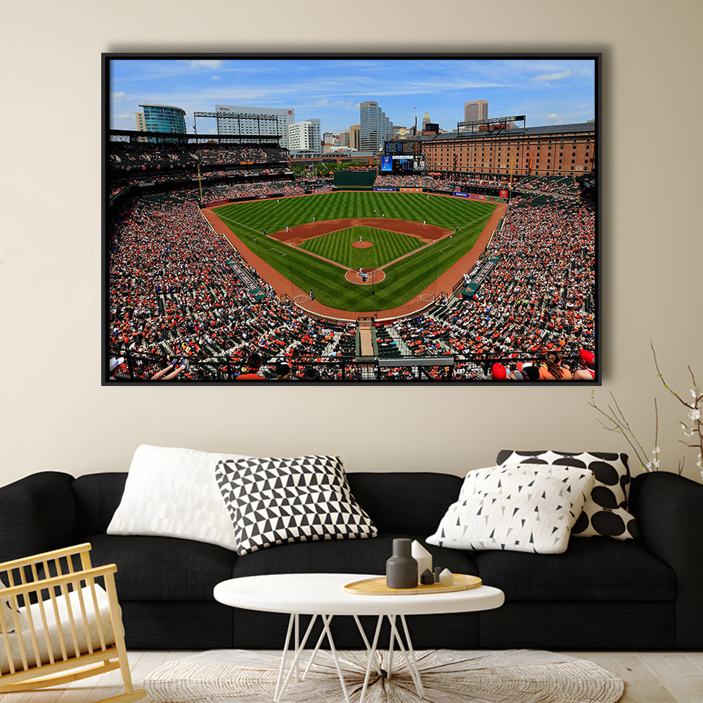 Oriole Park in Baltimore, Stadium Canvas, Sport Art, Framed Canvas Print Wall Art, Floating Frame