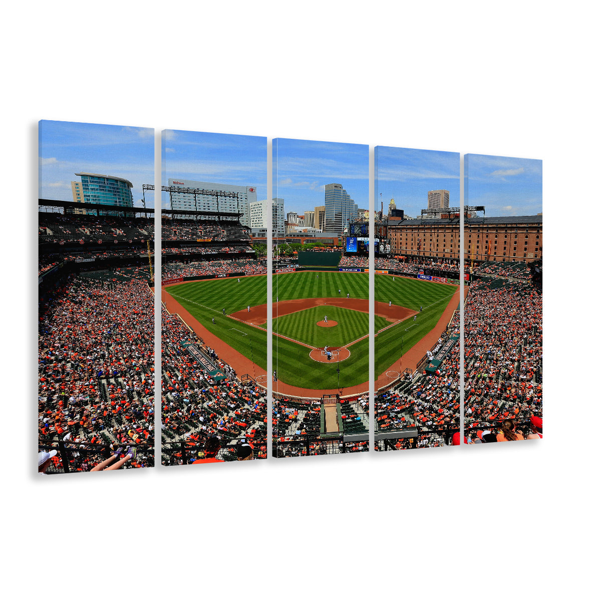 Oriole Park in Baltimore, Stadium Canvas, Sport Art, 5 Panel B, Extra Large Canvas, Canvas Print Wall Art