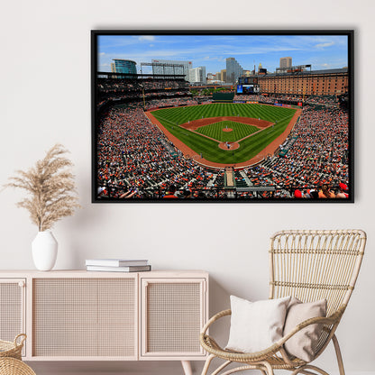 Oriole Park in Baltimore, Stadium Canvas, Sport Art, Framed Canvas Print Wall Art, Floating Frame