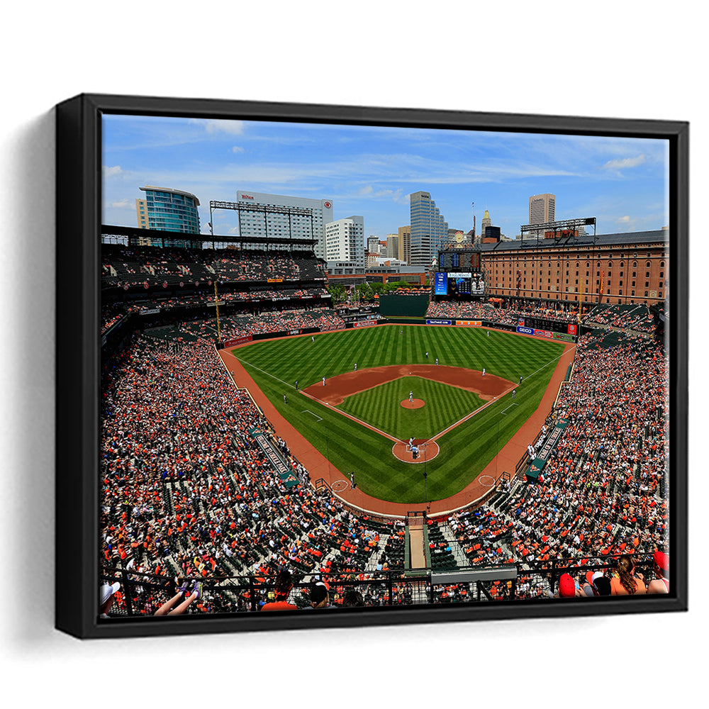 Oriole Park in Baltimore, Stadium Canvas, Sport Art, Framed Canvas Print Wall Art, Floating Frame