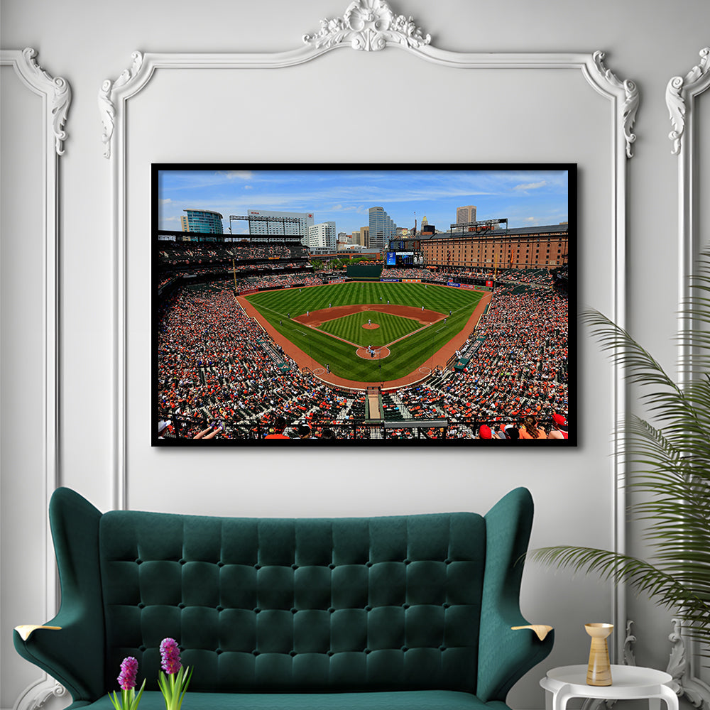 Oriole Park in Baltimore, Stadium Canvas, Sport Art, Gift for him, Framed Art Print Wall Decor, Picture Framed