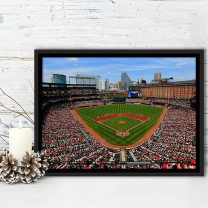 Oriole Park in Baltimore, Stadium Canvas, Sport Art, Framed Canvas Print Wall Art, Floating Frame