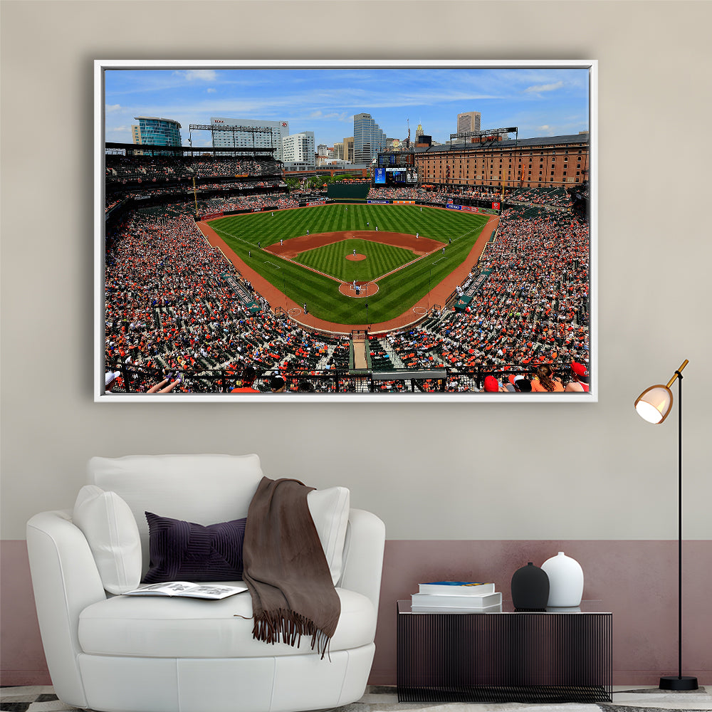 Oriole Park in Baltimore, Stadium Canvas, Sport Art, Framed Canvas Print Wall Art, Floating Frame