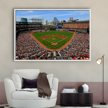 Oriole Park in Baltimore, Stadium Canvas, Sport Art, Framed Canvas Print Wall Art, Floating Frame