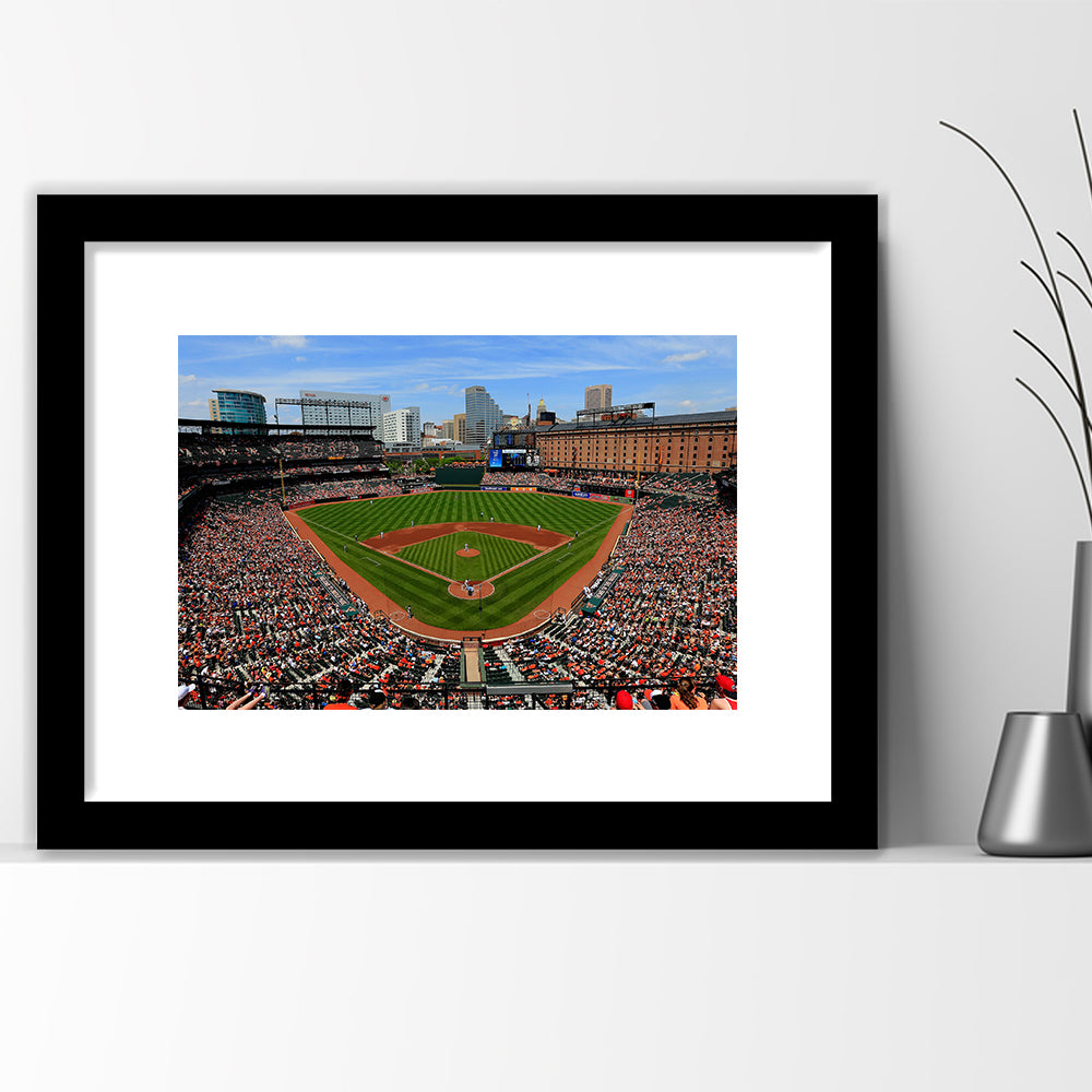 Oriole Park in Baltimore, Stadium Canvas, Sport Art, Gift for him, White Border Framed Art Print Wall Decor