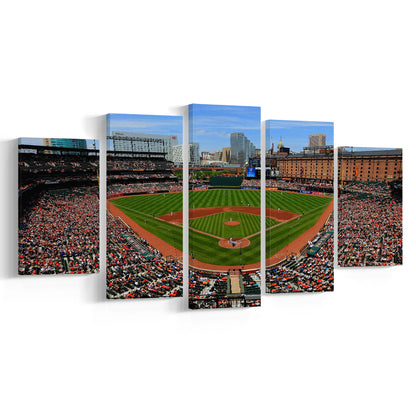 Oriole Park in Baltimore, Stadium Canvas, Sport Art, Gift for him, 5 Panel, Large Canvas, Canvas Print Wall Art