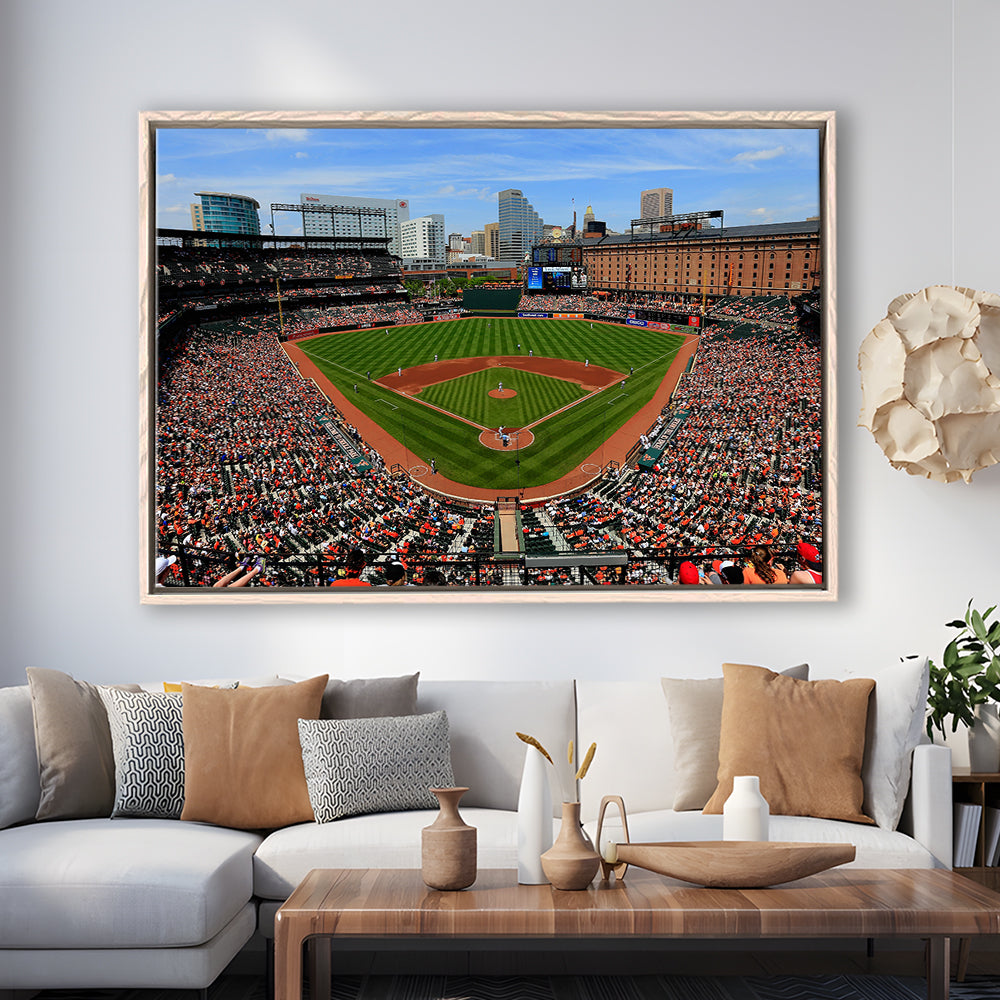Oriole Park in Baltimore, Stadium Canvas, Sport Art, Framed Canvas Print Wall Art, Floating Frame