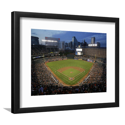 Oriole Park in Maryland, Stadium Canvas, Sport Art, Gift for him, White Border Framed Art Print Wall Decor