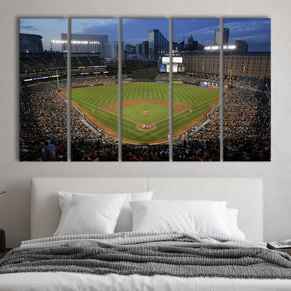 Oriole Park in Maryland, Stadium Canvas, Sport Art, 5 Panel B, Extra Large Canvas, Canvas Print Wall Art