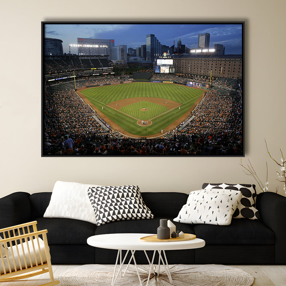 Oriole Park in Maryland, Stadium Canvas, Sport Art, Framed Canvas Print Wall Art, Floating Frame