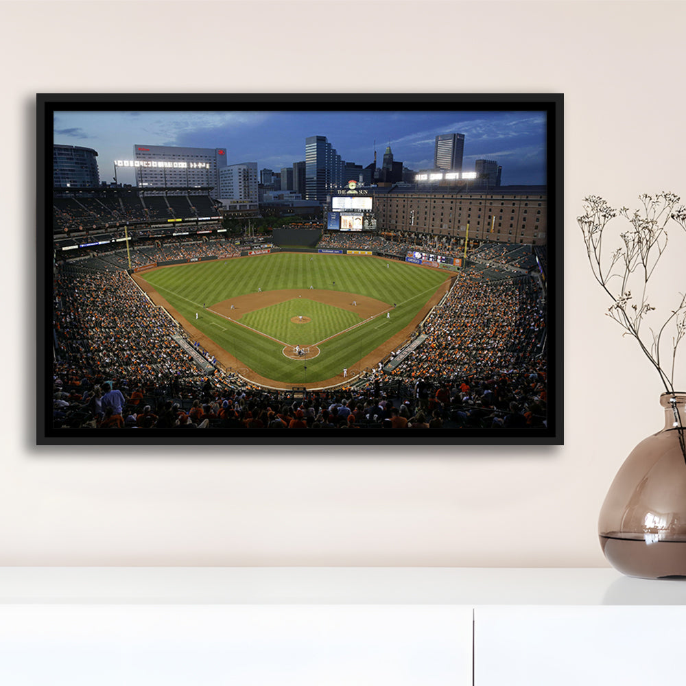 Oriole Park in Maryland, Stadium Canvas, Sport Art, Framed Canvas Print Wall Art, Floating Frame