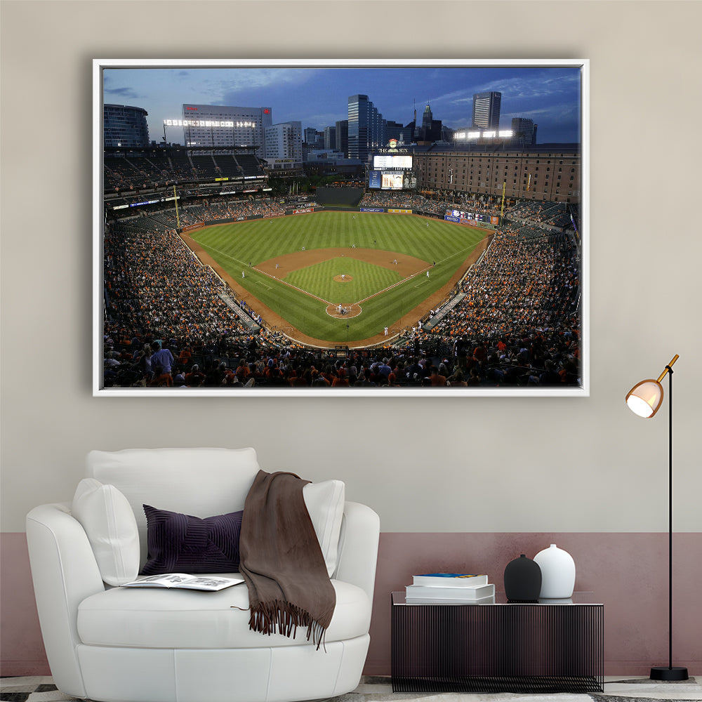 Oriole Park in Maryland, Stadium Canvas, Sport Art, Framed Canvas Print Wall Art, Floating Frame