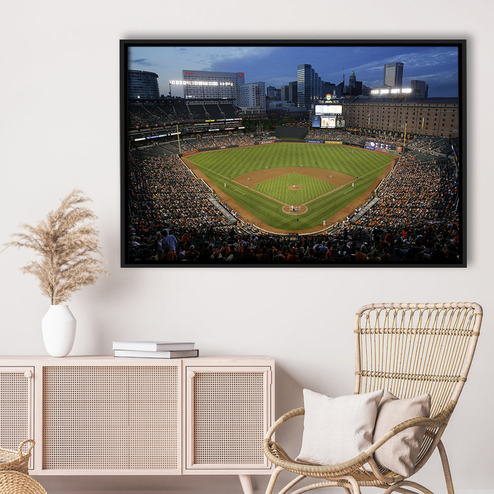 Oriole Park in Maryland, Stadium Canvas, Sport Art, Framed Canvas Print Wall Art, Floating Frame