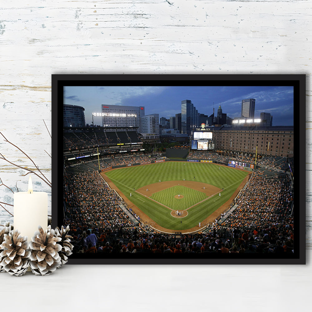 Oriole Park in Maryland, Stadium Canvas, Sport Art, Framed Canvas Print Wall Art, Floating Frame